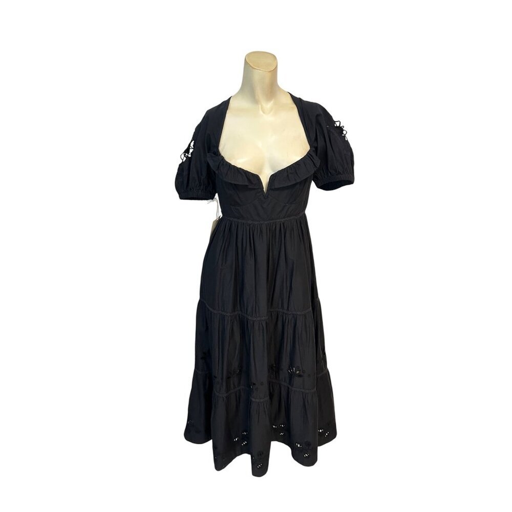 Tularosa Heather Embroidered Midi Dress Black Revolve size Petite XS 2 - Picture 4 of 10